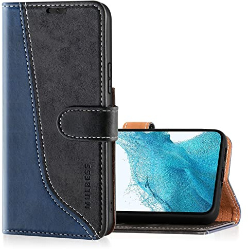 Mulbess Handyhülle Kompatibel mit Samsung Galaxy S22 Hülle, Samsung Galaxy S22 Hülle Leder, Etui Flip Handytasche Schutzhülle für Samsung Galaxy S22 5G Case, Schwarz