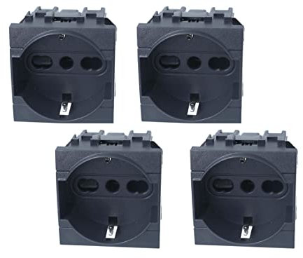 4 enchufes Schuko, compatibles con Bticino Living Light (negro)