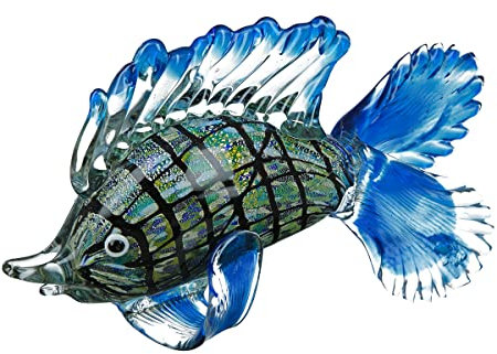 GILDE GLAS art Deko Figur Fisch Rainbow - mundgeblasen - Dekoration Wohnzimmer Bad Gäste WC - jedes Teil EIN Unikat - Breite ca. 28 cm