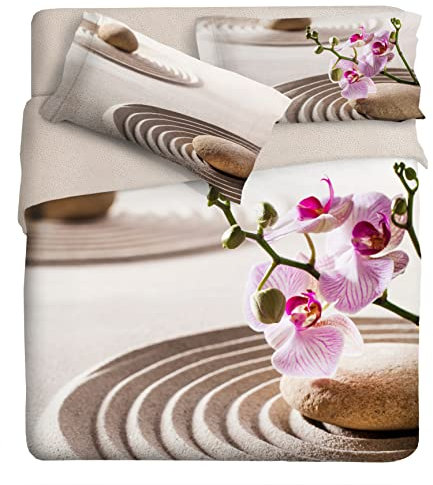 IPERSAN Bettwäsche-Set Fine-Art Digitaldruck 100% Baumwolle, Garten Zen, Doppelbett