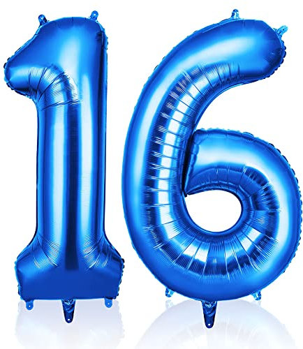 OFFCUP Luftballon Zahlen 16, Riesige Folienballon in 40 - 101cm, Geburtstag Deko Jubiläum, Geburtstagsdeko Ballons für Mädchen Jungen Geburtstagsdeko/Jubiläums Deko/Silvester Deko