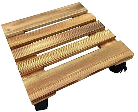 Jenngaoo Support de Pot de Fleur avec roulettes, Chariot à roulettes en Bois pour Plante(Carré)