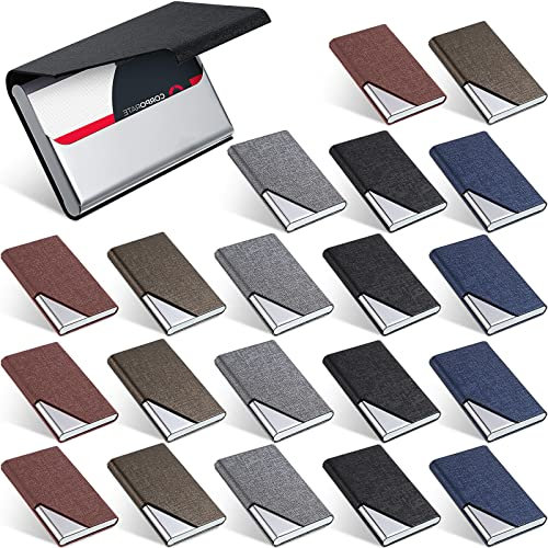 Yexiya 20er-Pack PU-Leder Visitenkartenetui mit Magnetverschluss, Wasserfest, Weich, Unisex-Erwachsene, Business-Card-Halter, Schwarz, Blau, Bronze, Grau, Braun