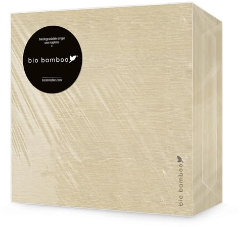 bio bamboo® - Packung mit 50 Einweg-Servietten, 40 x 40 cm, Taupe aus Bambusfaser, biologisch abbaubar und kompostierbar