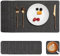 Myir JUN Tischsets Abwaschbar Leder und Untersetzer, Doppelseitigen Platzset 6er Set rutschfest Platzdeckchen Leder Kunstleder Tischset (Grau, 6er Set)