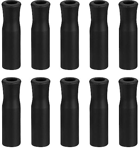 sourcing map 10pcs Silicone Straw Tips, Metal Straw Covers, Soft Reusable Straws Tips Fit for 1/4 Inch(6mm) OD Stainless Steel Straws, Black