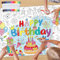 Faccito Riesiges Happy Birthday Ausmalposter mit 24 Aquarell Marker 110 x 80 cm Tischdecke zum Ausmalen Riesen Ausmalbild zum Geburtstag Maltischdecke für Basteln Geburtstag Party Mitgebsel