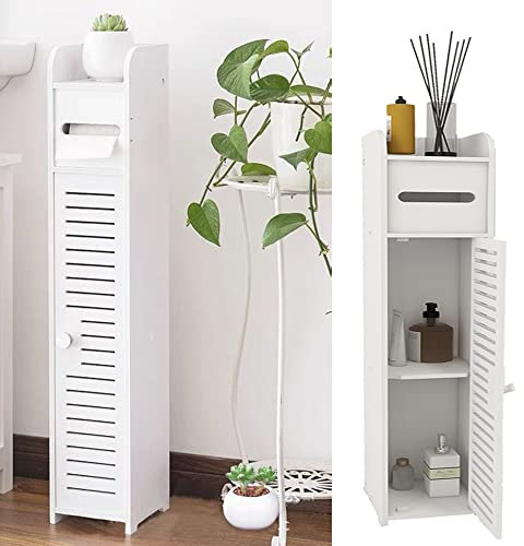 Toilettenpapieraufbewahrung Badregal Freistehend Aufbewahrungseinheit, Badezimmerschrank Badschrank Badregal Schrank für Bad, Wohnzimmer, Küche， Hochschrank Badezimmer mit 1 Papierrollenhalter
