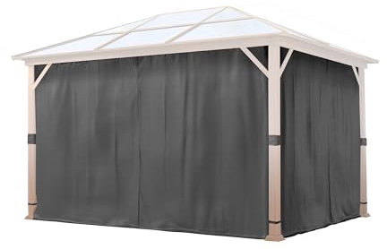 TOOLPORT 4 Seitenteile für Gartenpavillon Forest Deluxe 3x4 m - Polyester ca. 180 g/m² - mit Reißverschluss - grau