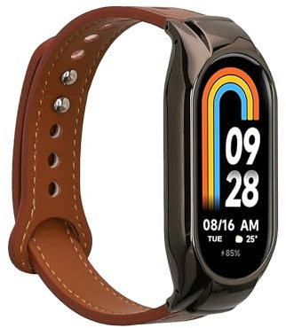 kwmobile Armband kompatibel mit Xiaomi Mi Band 8 - Echtleder Fitnesstracker Sportarmband Band