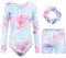 FEOYA Gymnastikanzug für Mädchen Langarm Gymnastik Trikot Mit Shorts Und Haarband Ein Stück Tanz Ballett Bodysuit Athletische Ballett Tanz Turnanzug E 7-8 Jahre