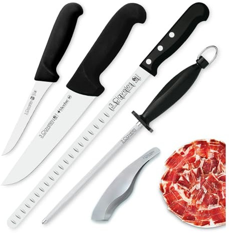Juego de Cuchillos Profesionales Selección Super Chef, Jamonero Alveolado 29 cm con Accesorios (3C PREMIUM II)