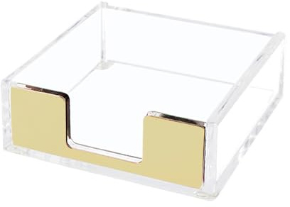 NatSumeBasics Yellow Gold Sticky Note Holder Clear Self-Stick Note Pad Holders Desk Memo Dispenser Case for Office Elegant Accessories