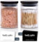 Mason & Fable Ribbed Glass Bathroom Jars with Airtight Black Bamboo Lids | Cotton Pad/Buds/Q tip Holder | Bath Salt/Small Makeup/Clear Vanity Apothecary Storage Canister (300ml- 2x)