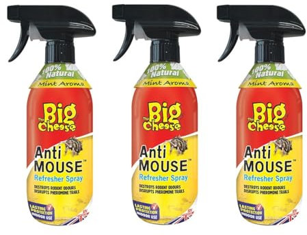 The Big Cheese Anti Mouse Refresher Spray - 500ml, Mouse Biting and Chewing Deterrent/Repellent, Mint Scented, Non-Toxic, Ready-To-Use, Triple-Pack