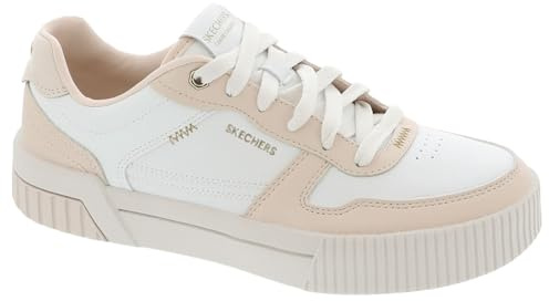 Skechers Jade-Best in Class - Sneaker Stringate in Pelle con Memory Foam, Bianco/Rosa., 36.5 EU