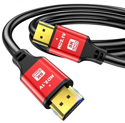 jojobnj 8K HDMI Cable 0.5m, High Speed HDMI Cable 48Gbps 8K@60Hz 4K@120Hz, HDCP 2.2 & 2.3, DTS:X, HDR 10 Compatible with Roku TV/eARC/3D/PS5/HDTV/Laptop/Blu-ray (RED)