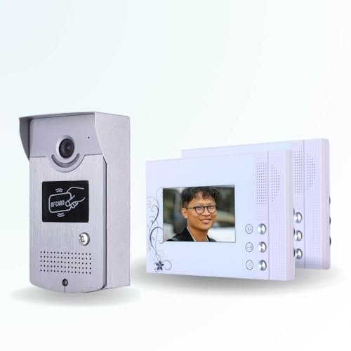 BT Security Portier interphone vidéo Cards 4 Fils - 2 écrans Blancs - avec Lecteur de Badge