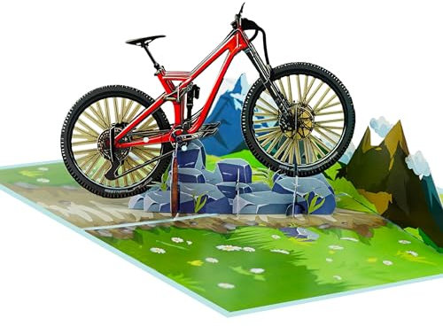 PQ Bees Mountainbike-Pop-Up-Geburtstagskarten für Männer, Happy Husband Geburtstagskarte, 3D-Geschenkkarte für Ihn, Vater, Bruder, Sohn, Freund, Opa, Happy Fathers Day (Größe 15,2 x 20,3 cm