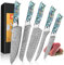 KEENZO 5er Damastmesser Set Küchenmesser Damaststahl 5-Teilig Chefmesser Set mit Chefmesser, Santokumesser, Obstmesser, Kochmesser Set Profi Scharfe mit Blaue Kunstharz Handgriffen