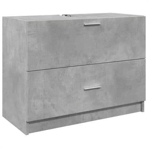 vidaXL Waschbeckenunterschrank, Unterschrank für Badezimmer, Badschrank mit Stauraum, Badezimmerschrank Waschtischunterschrank, Betongrau Holzwerkstoff