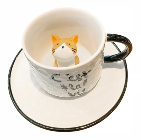 Alipis 1juego Taza De Café De Cerámica Con Diseño De Animales Taza Divertida Para Hogar Y Oficina Para Amantes Animales