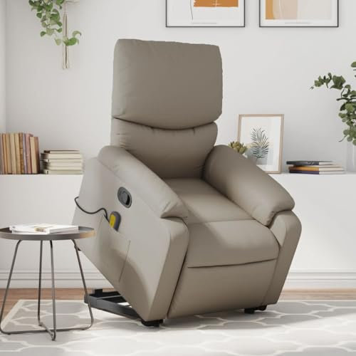 Homgoday Massagesessel mit Aufstehhilfe, Fernsehsessel Relaxsessel mit Liegefunktion, Seniorensessel Aufstehsessel Ruhesessel Polstersessel TV Sessel für Wohnzimmer Cappuccino-Braun Kunstleder