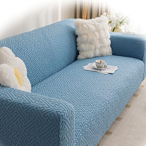REDEXI Jacquard Sofa Cover Sofaschutz, 1 2 3 4 Sitzer Sofahusse Plüsch Sektionssofa Möbelschutz, Elastischer Sofa Überzug Anti-rutsch Couchhusse Für Hunde Katze(Small (90-140CM))