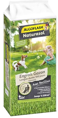 Algoflash Naturasol Engrais Gazon Longue Durée 100 Jours Naturanid - 10 Kg