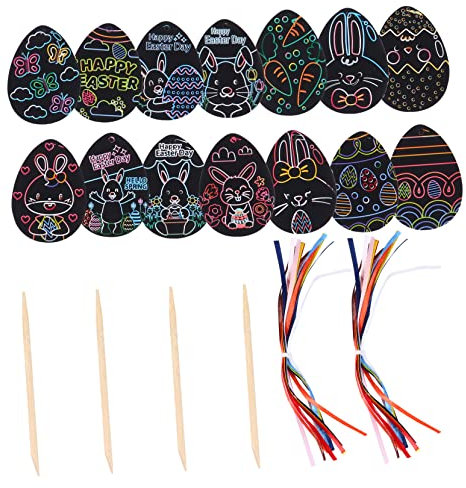 ibasenice Ostern Rubbelkarten 60 Stück Kratzpapier Eier Ostereier Kunst Aktivität