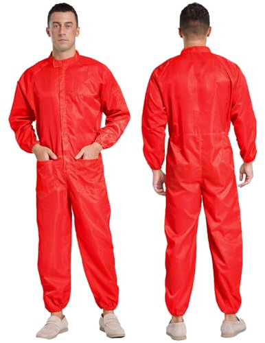 Xnihocha Men's Long Sleeve Protective Coverall Suit Anti-Static Dustproof Boiler Suit Uniform Workwear Orange 5XL