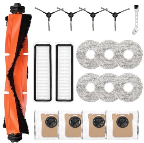 KiimSin Repuestos para Xiaomi X20 MAX / X20 Pro Accesorios aspiradoras Robot, 1 Cepillo Principal, 6 paños, 4 Bolsas para Polvo, 2 filtros, 4 cepillos Laterales