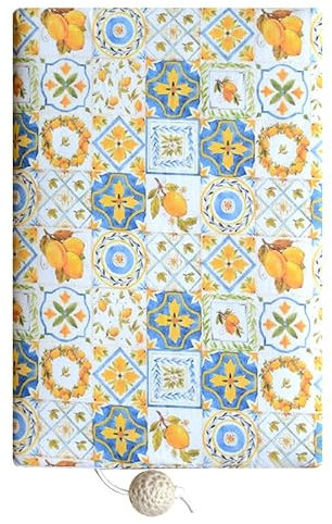Keninll Personalisiertes Tagebuch für Frauen, handgefertigtes Stoff-Tagebuch, bunte Zitrone, 160 Seiten mit Linien quer und Lesezeichen für einfaches Tragen, A5 (21 x 14,8 cm)