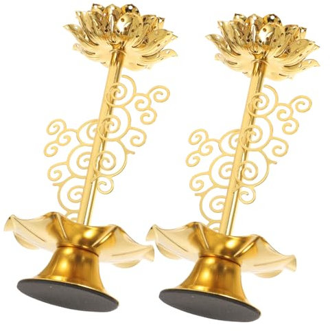 DECHOUS 2stücke Buddha-kerzenhalter Lotus-Form Schreibtischdekor Kerzenständer Aus Legierung Buddhistischer Kerzenständer Butterlampensockel Lampensockel Für Kerzen