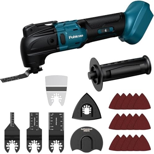Utensile Multifunzione Oscillante, Multiutensile Oscillante Senza Fili per Makita 18V Batteria, 6 Velocità Regolabili Multitool, Multimaster per rimuovere, raschiare, tagliare (Senza Batteria)