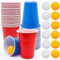 Druuzyl 50 Gobelets Beer Pong Réutilisables 500ml Rouge + 12 Balles Ping-Pong - Set Fête pour Anniversaire, Mariage & Camping | Jeux à Boire avec Accessoires Complets | Gobelets en Plastique Durable