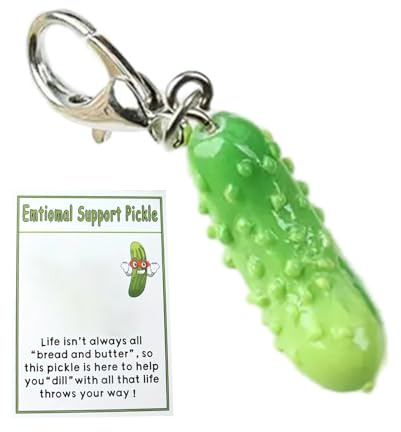 Gurken-Schlüsselanhänger – Mini-Figur, farbenfrohes Design | Emotionales Taschenaccessoire mit positiver Botschaft, Deko-Anhänger für Autoschlüssel, Rucksack, Handtasche, Geschenk für Männer und Fraue