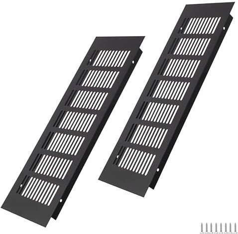 WJUAN Rejilla de ventilación de aluminio, 300X100MM, Negro, rectangular, para armarios, dormitorios y puertas