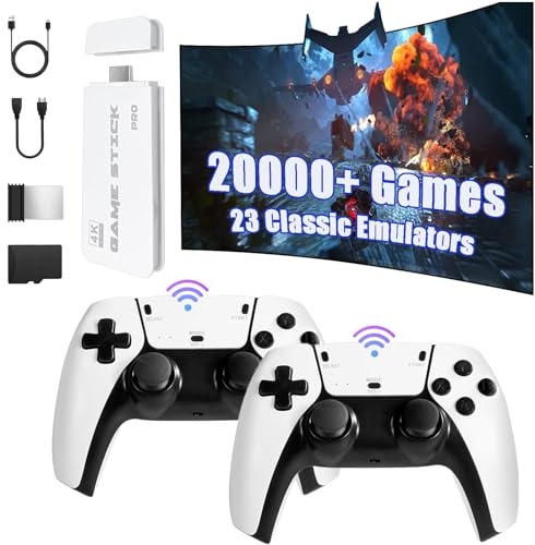 dadeerhe Retro Game Stick, Classic Video Games, 20,000+ Games and 23 Emulators, Upgraded Dual 2.4G Wireless Controllers, Plug and Play TV Retro Gaming