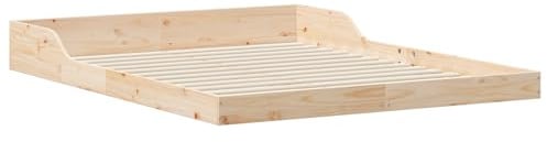 vidaXL Bettgestell Braun 140 x 200 cm Massivholz Kiefer, Stylisches Schlafzimmer, rechteckiges Bettgestell aus Kiefer, minimalistisches Design, individuell anpassbar