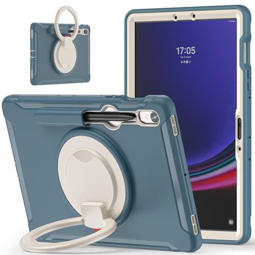 XNCVBD Tablet-Reise for Samsung Galaxy Tab S10 Lite/Tab S10FE X520 X526B(2025) Case, Full-Body Protective Rugged Hybrid Bumper Cover with Handle Grip,Swivel Stand(Blue)