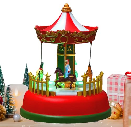 Kleine Weihnachtsfiguren, leuchtende Heimdekoration mit Musik, Weihnachtsfigur, Urlaubsdekoration mit Lichtern, für Urlaub, Schlafzimmer, Wohnzimmer, Büro, Kaminsims, Kamin, Partygeschenke