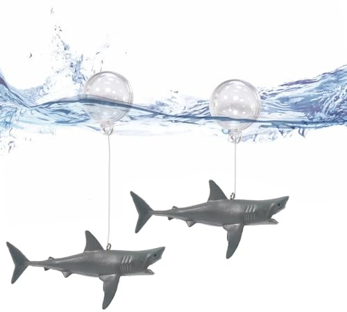CGLRybO Schwimmendes Hai-Ornament, Verstellbares 2-Pack Aquarium-Haifisch-Tierdekor, Aquarium Ornamente Nette Fisch Tank Zubehör geeignet für Aquarien Alle Arten von Aquarien und Heim-Aquarienzubehör