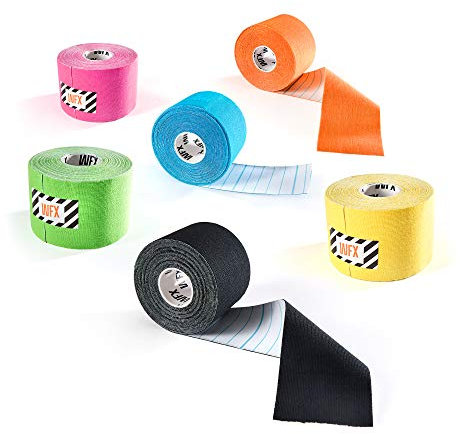#DoYourFitness® Kinesiologie Tapes 6er Set, 5m x 5cm, Qualitäts-Bandage für Sport, Freizeit, Physiotherapie | 100% gewebte Baumwolle, selbsklebend, wasserresistent, Latex-frei