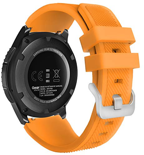MoKo Sport Armband Kompatibel mit Samsung Galaxy Watch 3 45mm Armband/Galaxy Watch 46mm/Gear S3 Frontier/Classic, 22mm Weiches Silikon Ersatzarmband für Herren Damen, Orange
