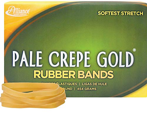 Alliance Rubber 20645 Pale Crepe Gold Rubber Bands Size #64, 1 lb Box Contains Approx. 490 Bands (3 1/2 x 1/4, Golden Crepe)