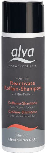 alva® Naturkosmetik FOR HIM Bio-Koffein-Shampoo 200ml - Refreshing mit Menthol - für kräftiges Haar - milde Tenside - Frei von Lauryl und Laureth Sulfat