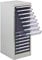 ADB Metall Schubladencontainer - 15 PVC Schubladen, herausnehmbar, Sicherheits-Anschläge, pulverbeschichtet RAL 7035, 745x280x350 mm, für Büro und Werkstatt