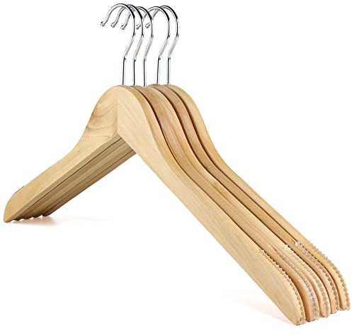 The Hanger Store 30 Wooden Coat Hangers with Non slip Rubber Grips