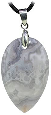 Budawi® - Achat Edelstein Anhänger Kettenanhänger Öse mit Lederband, Achatstein